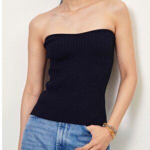 ba&sh Sophy Navy Ribbed Corset Top Size 0